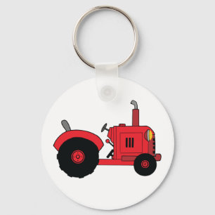 Vintage Red Tractor Keychain