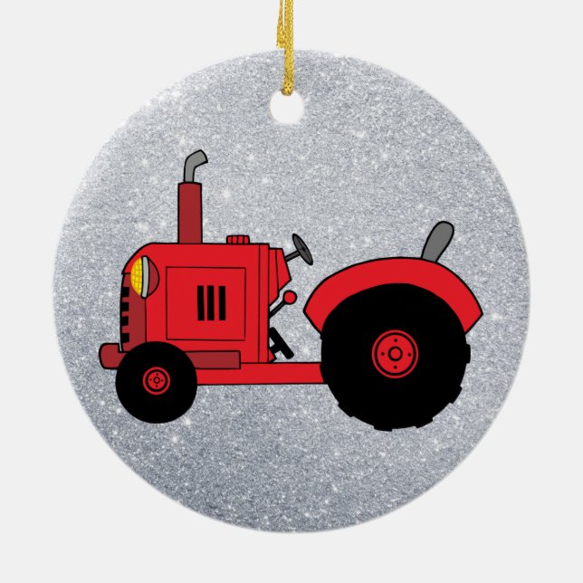 vintage red tractor ornament (Back)