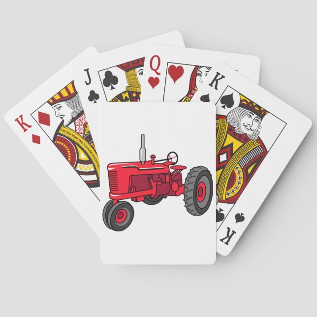 Vintage Red Tractor Playing Cards (Back)