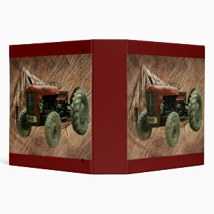 Vintage Red Tractor Rustic Barn Shed Binder