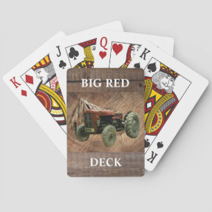 Vintage Red Tractor Rustic Barn Shed Playing Cards