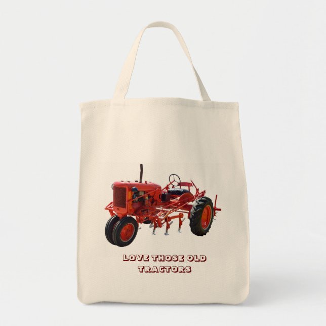Vintage Red Tractor Tote Bag (Front)