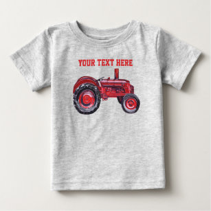 Vintage Red Tractor Watercolor Baby T-Shirt