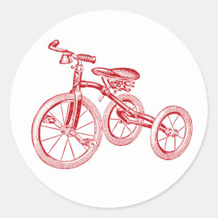 Vintage Red Tricycle Classic Round Sticker