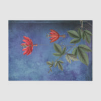 Vintage Red Tropical Flowers