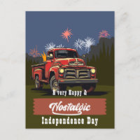 Vintage Red Truck 4th of July Greetings