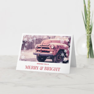 Vintage Red Truck Christmas Holiday Card
