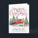 Vintage Red Truck Christmas Holiday Card<br><div class="desc">This vintage red truck theme Christmas card is a classic and is perfect for anyone on your mailing list. Add your custom wording to this design by using the "Edit this design template" boxes on the right hand side of the item, or click the blue "Customize it" button to arrange...</div>