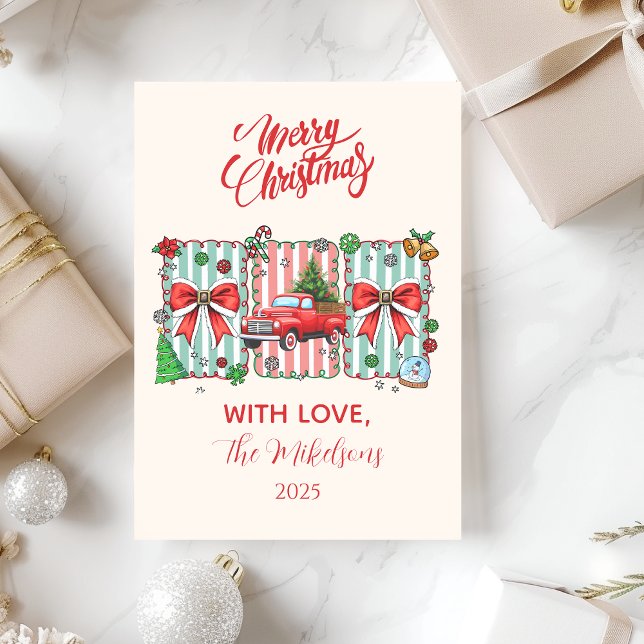 Vintage Red Truck Christmas Holiday Card (Creator Uploaded)