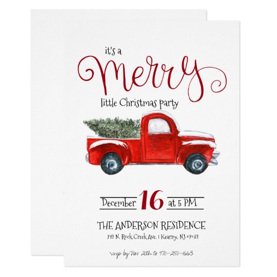 Vintage Red Truck Christmas Invitation Zazzle Ca