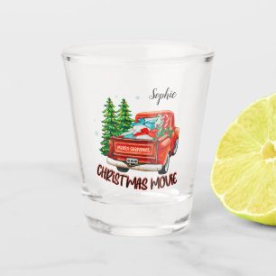 Vintage Red Truck Christmas Movie Shot Glass