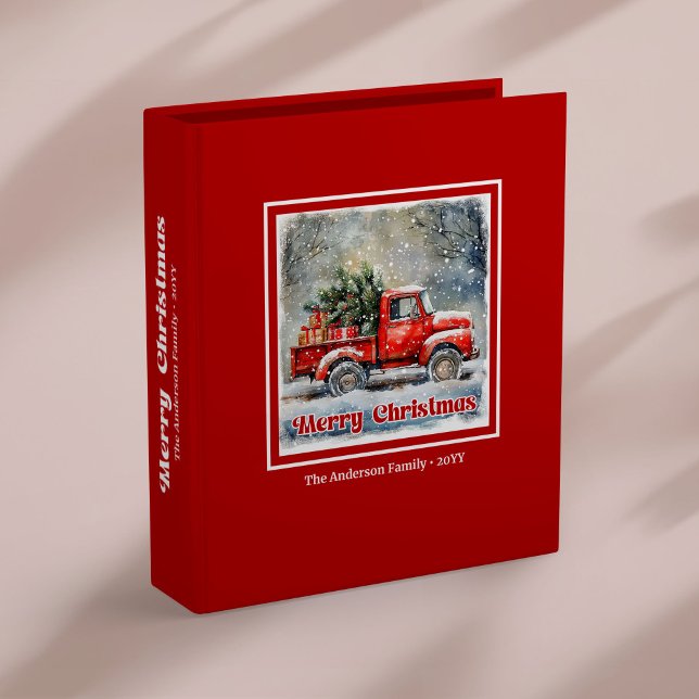Vintage red truck Christmas scene keepsake Binder (Vintage red truck Christmas scene keepsake 3 ring binder)