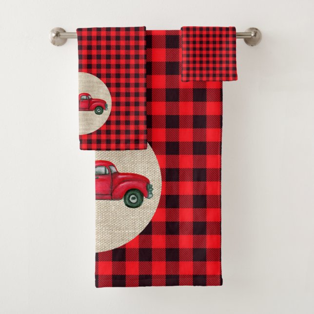 Vintage Red Truck Christmas Towel Set (Insitu)