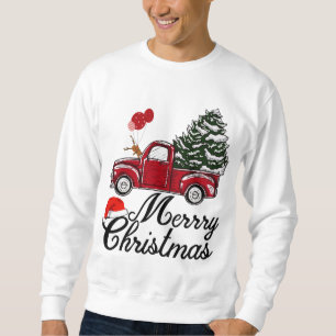 Vintage Red Truck Christmas Tree Pajama Gift Sweatshirt
