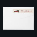 Vintage Red Truck Christmas Wrap Around Label<br><div class="desc">Whimsical illustration of an old fashion red truck carrying a Christmas tree.</div>