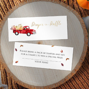 Vintage Red Truck Diaper Raffle Baby Shower Mini Business Card