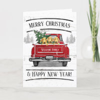 Vintage Red Truck Dogs Christmas Tree Family