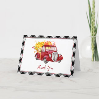 Vintage Red Truck Fall Baby Shower Thank you Card