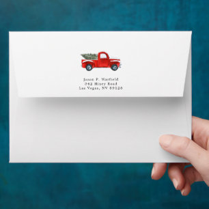 Vintage Red Truck Personalized Christmas Envelope