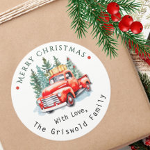 Vintage Red Truck Rustic Christmas Tree Farm