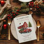 Vintage Red Truck Rustic Family Christmas Party Invitation<br><div class="desc">Vintage Red Truck Rustic Family Christmas Party Invitation - You're invited to a heartwarming holiday celebration with our Vintage Red Truck Rustic Family Christmas Party Invitation. Picture a charming countryside scene: a cozy, weathered red barn s, standing proudly against the backdrop of a crisp winter sky. A perfectly trimmed Christmas...</div>