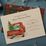 Vintage Red Truck Tree Family Christmas Party Invitation<br><div class="desc">Vintage Red Truck Tree Family Christmas Party Custom Invitation. Adorned on the reverse side with lush plaid and snowflakes pattern,  and a touch of seasonal magic,  this invitation sets the tone for a memorable Christmas celebration.</div>