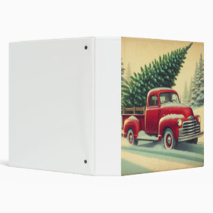 Vintage red truck with Christmas tree Binder