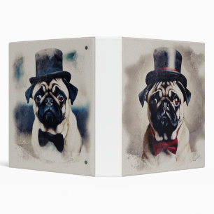 Vintage Red Tux Blue Tux Pug Portrait Binder