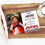 Vintage Red Two Fast Race Car 2nd Birthday Photo Invitation<br><div class="desc">Rev your engines and get ready for a turbocharged celebration with our "Two Fast" 2nd birthday invitation! Designed to capture the spirit of speed and excitement,  this invitation showcases a retro red race car,  racing flags,  and modern typography,  creating a thrilling atmosphere for your little speedster's special day.</div>