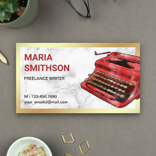 Vintage Red Typewriter QR Code Writer Author Business Card