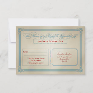 Vintage Red White & Blue DIY Wedding RSVP Card