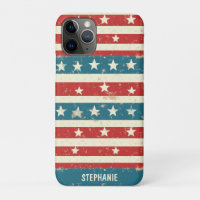 Vintage Red, White & Blue Stripes with Stars