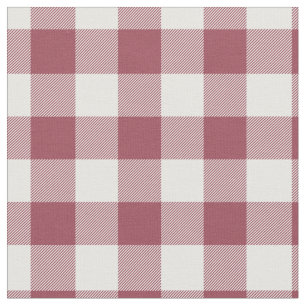 Vintage Red & White Plaid Gingham Fabric