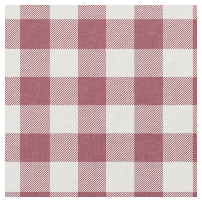Vintage Red & White Plaid Gingham Fabric (Close Up)