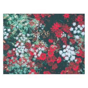Vintage Red Wildflowers Artwork Tablecloth