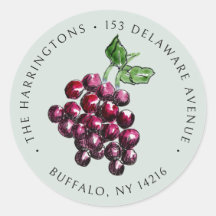 Vintage Red Wine Grapes Hand-Drawn Return Address 