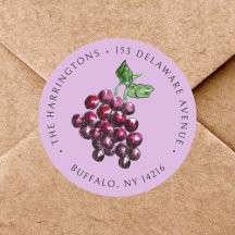 Vintage Red Wine Grapes Hand-Drawn Return Address