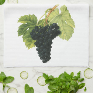 Vintage Red Wine Organic Grape Cluster, Food Fruit Kitchen Towel