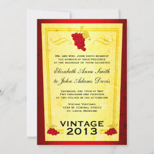 Vintage Red Wine Wedding Invitation
