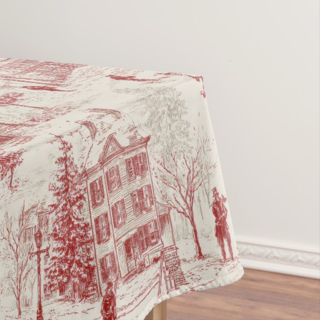Vintage Red Winter Scene  Tablecloth (In Situ)