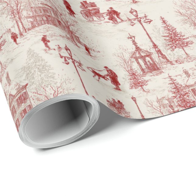 Vintage Red Winter Scene  Wrapping Paper (Roll Corner)