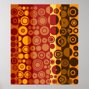 Vintage Red Yellow Brown Fifties Abstract Art Poster