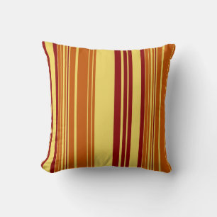 Vintage Red Yellow Orange Stripes Pattern Pillow