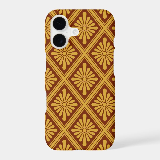 Vintage Red Yellow Rosette Japan Oriental Art (Back)