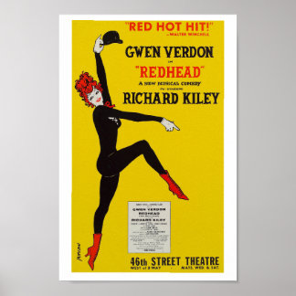 Vintage Redhead Musical Theatre Art Print Poster