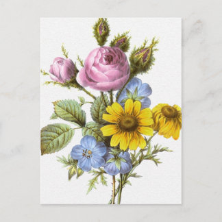 Vintage Redoute Flower Bouquet Postcard