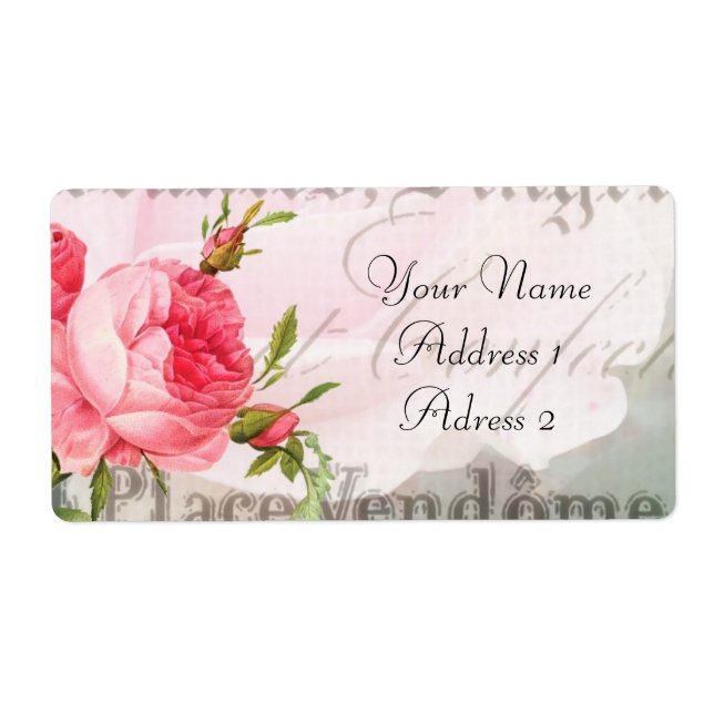 Vintage Redoute Rose Shipping Labels (Front)