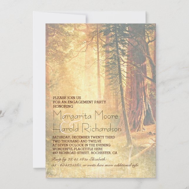 Vintage Redwood Trees Engagement Party Invite (Front)