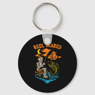 Vintage Reel Halloween Ed Fishing Skeleton Fisherm Keychain