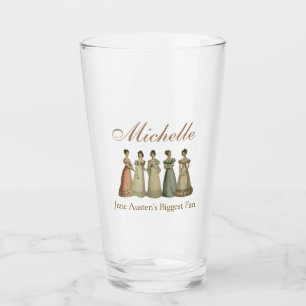 Vintage Regency Ladies Jane Austen Fan Add Name Glass